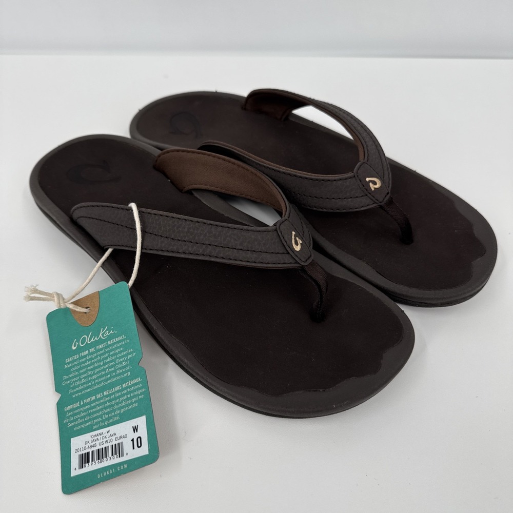 OluKai 'Ohana Women's Beach Sandals Brand New No Box Size 10 Java Surfer Outdoor